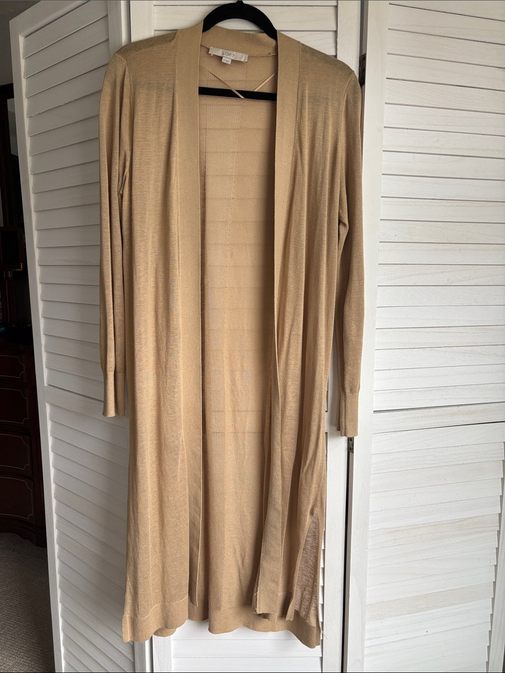 LOFT Beige Longline Open-Front Duster Cardigan